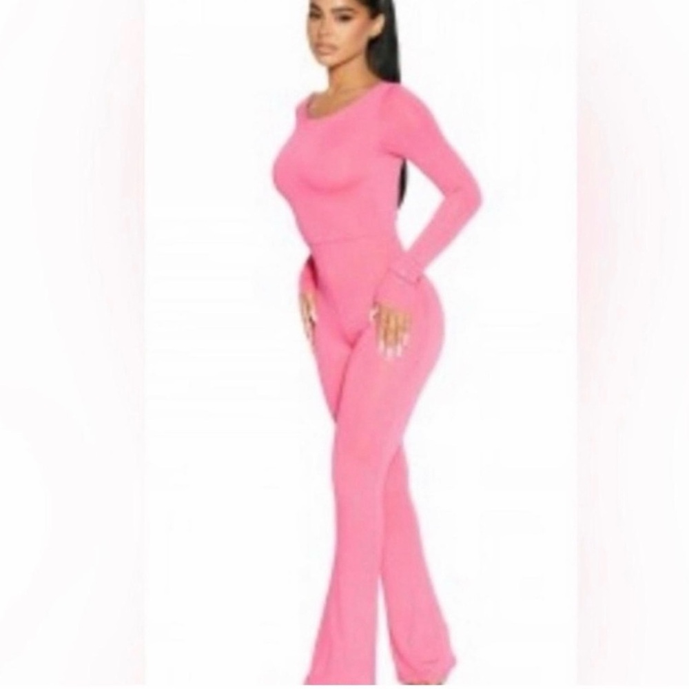 Naked Wardrobe Flare Onesie Jumper Playsuit Pink Women's Jumpsuit Snatch XS NEW